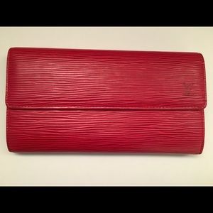 LOUIS VUITTON Rouge Epi Leather Wallet LIKE NEW