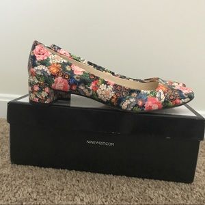 Nine west floral heels