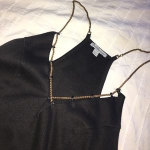 Gold Chain Strap Black Crop Tank Top