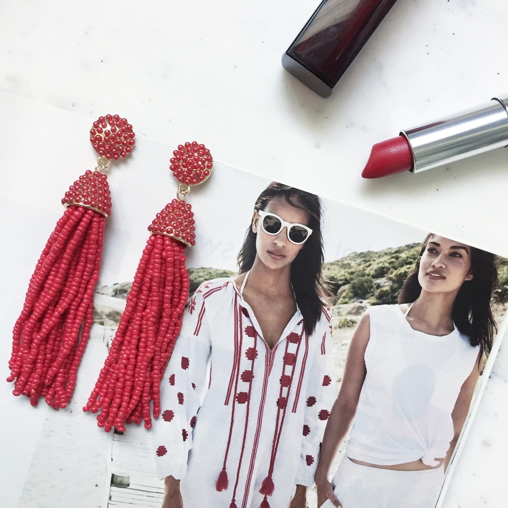 "Carmen" Earrings || Red Tassel Statement
