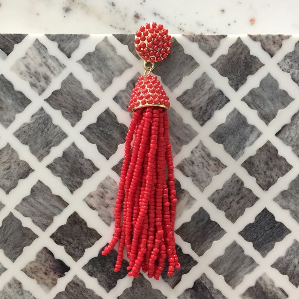 "Carmen" Earrings || Red Tassel Statement - Picture 5 of 9