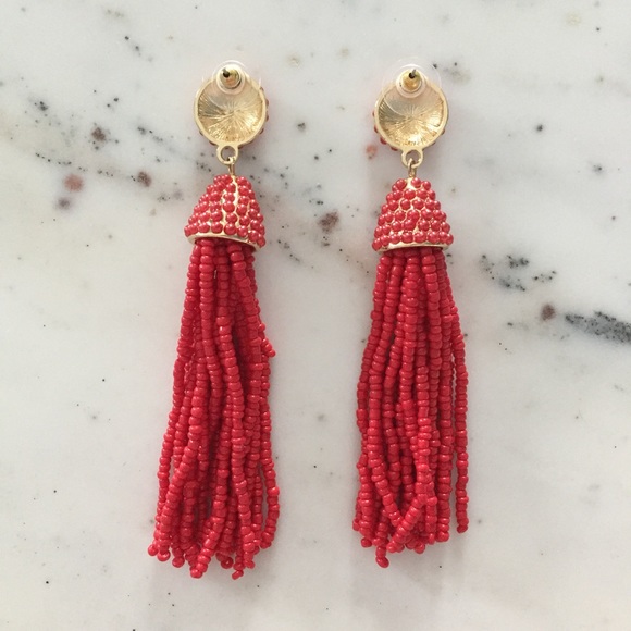 "Carmen" Earrings || Red Tassel Statement - Picture 3 of 9