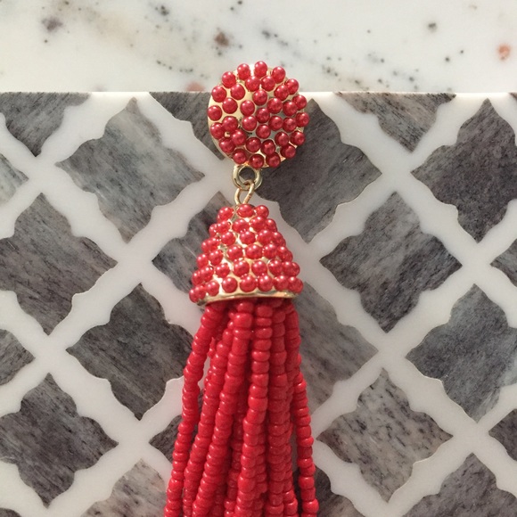 "Carmen" Earrings || Red Tassel Statement - Picture 6 of 9