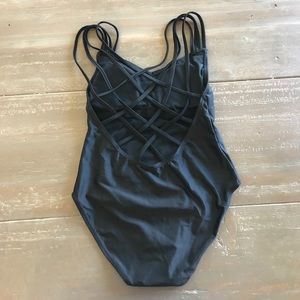 Black strappy one piece