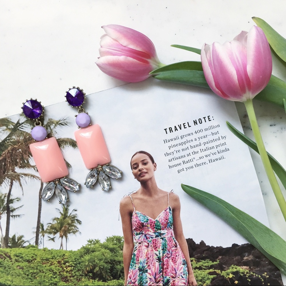 "Marta" Earrings || Light Pink & Crystal Statement