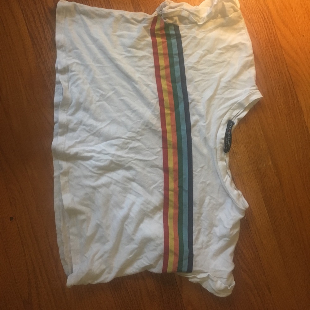 White crop top with rainbow
