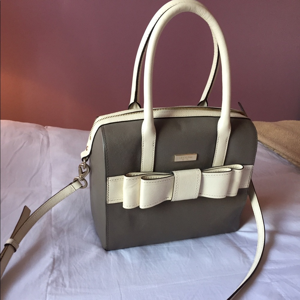 Kate Spade Purse - gray with white trim and bow