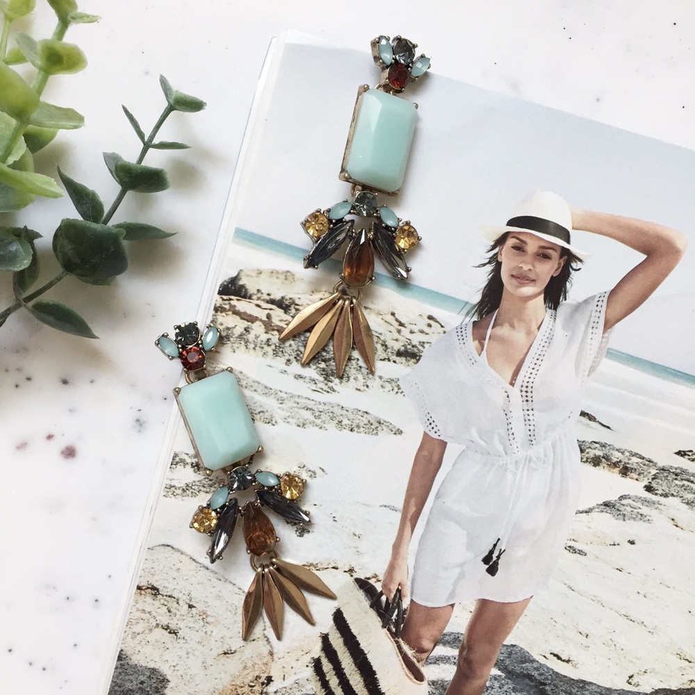 "Autumn" Earrings || Light Blue Tassel Statement