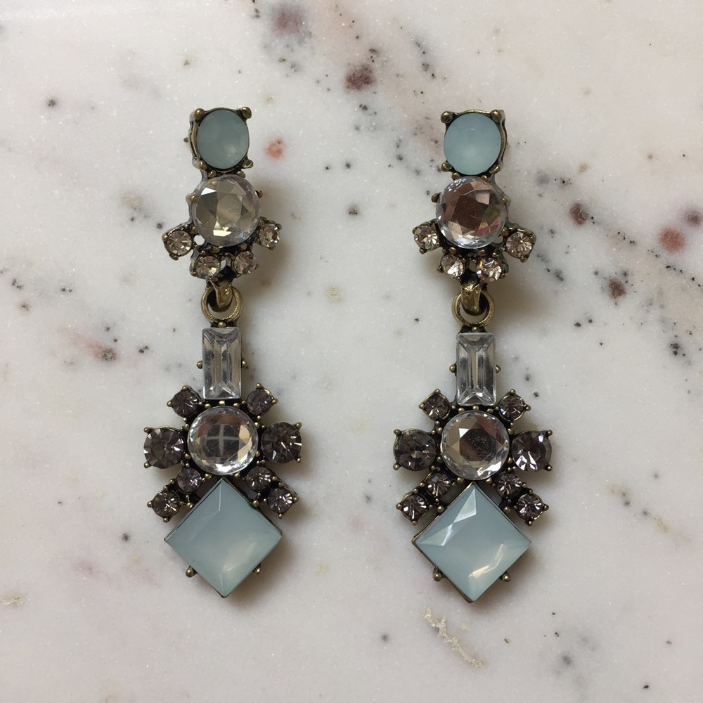 "Ella" Earrings || Blue & Clear Crystal Statement - Picture 4 of 9