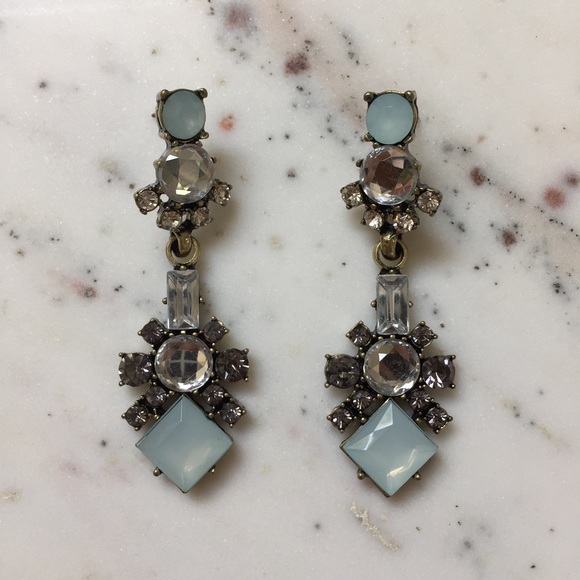 "Ella" Earrings || Blue & Clear Crystal Statement - Picture 4 of 9