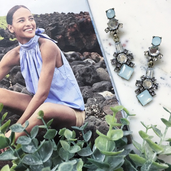 "Ella" Earrings || Blue & Clear Crystal Statement - Picture 3 of 9