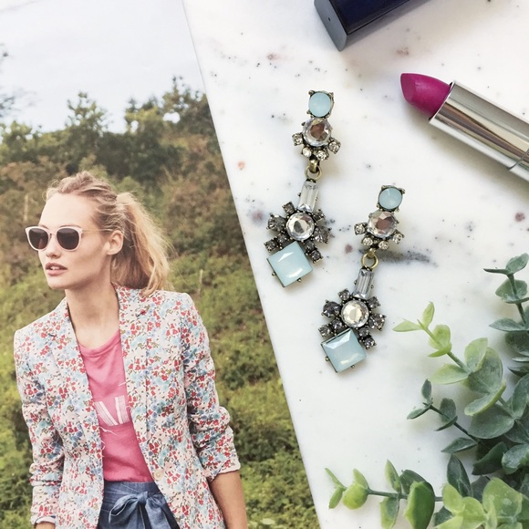 "Ella" Earrings || Blue & Clear Crystal Statement - Picture 2 of 9