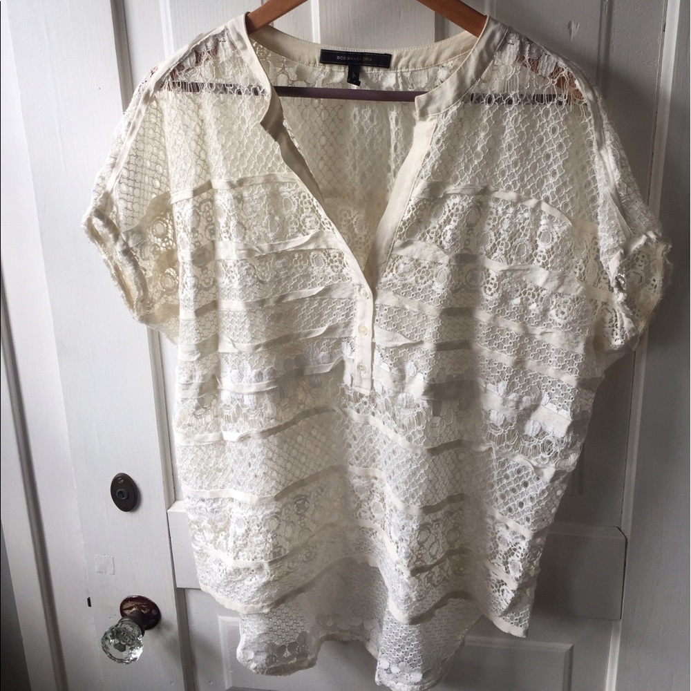 BCBG cream lace top