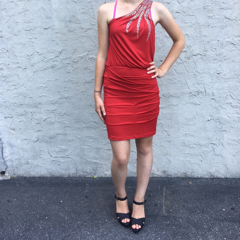 Red tight dress