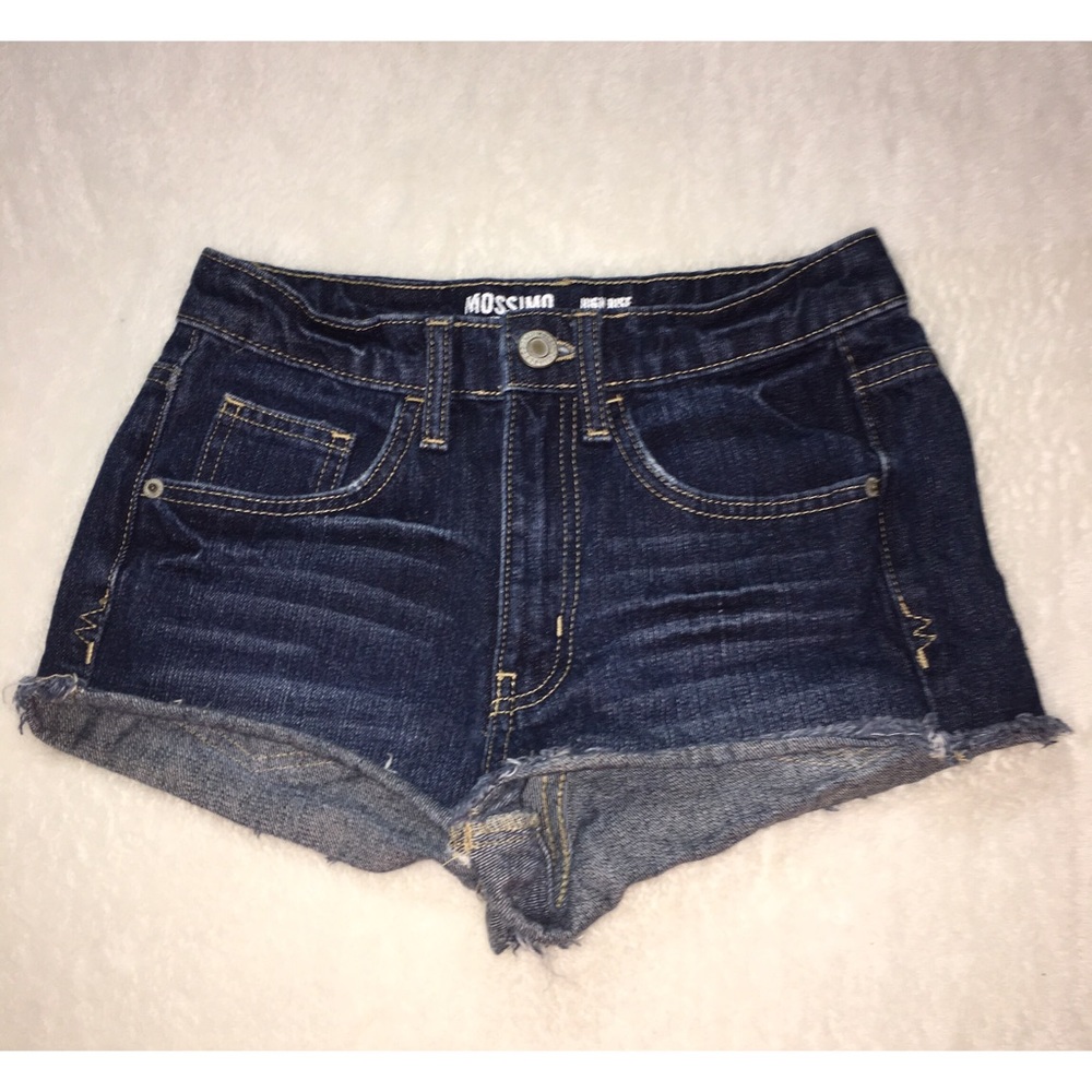 High Rise Dark Wash Denim Cutoff Shorts