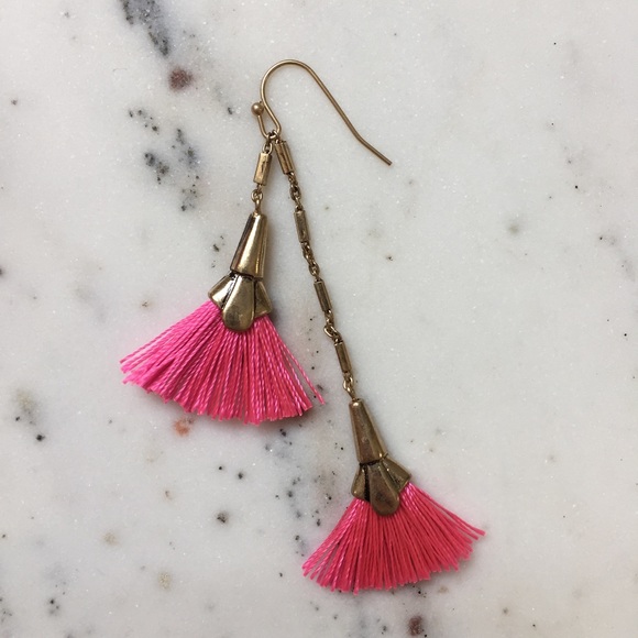 "Cece" Earrings || Hot Pink Tassel Statement - Picture 7 of 9