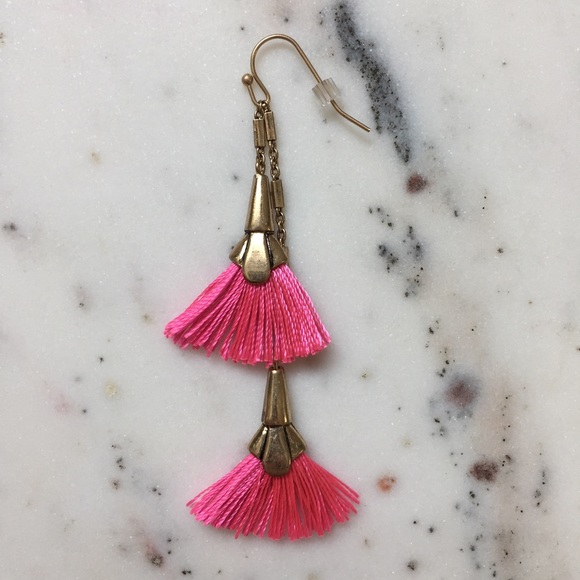 "Cece" Earrings || Hot Pink Tassel Statement - Picture 6 of 9