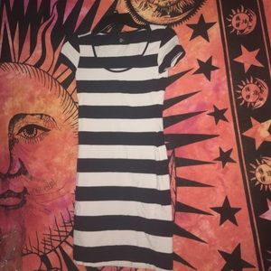 H&M Basic Mini Dress, Tan and Navy Blue