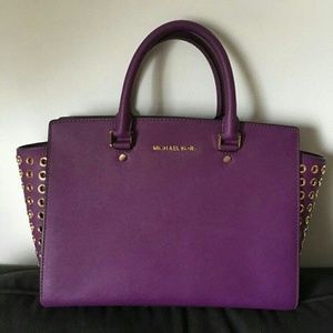 Michael Kors Selma Purple Grommet bag