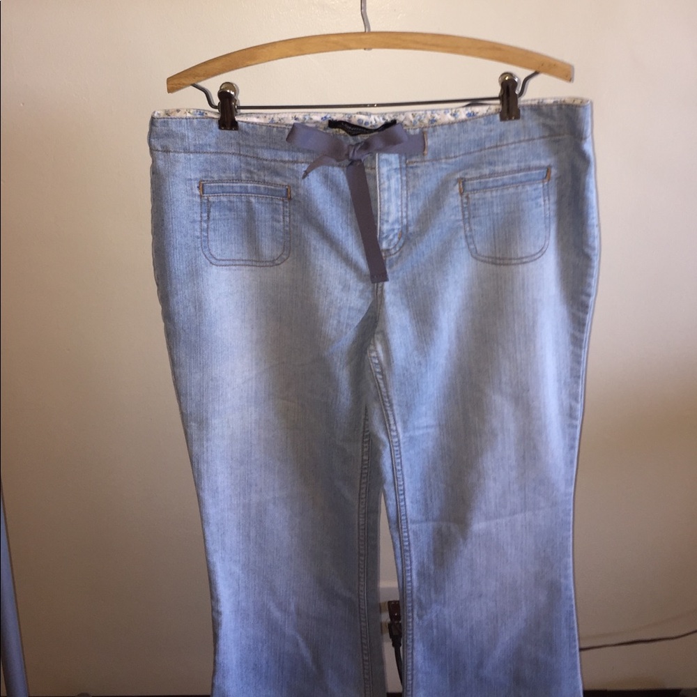 Pair of vintage baby blue bell bottoms