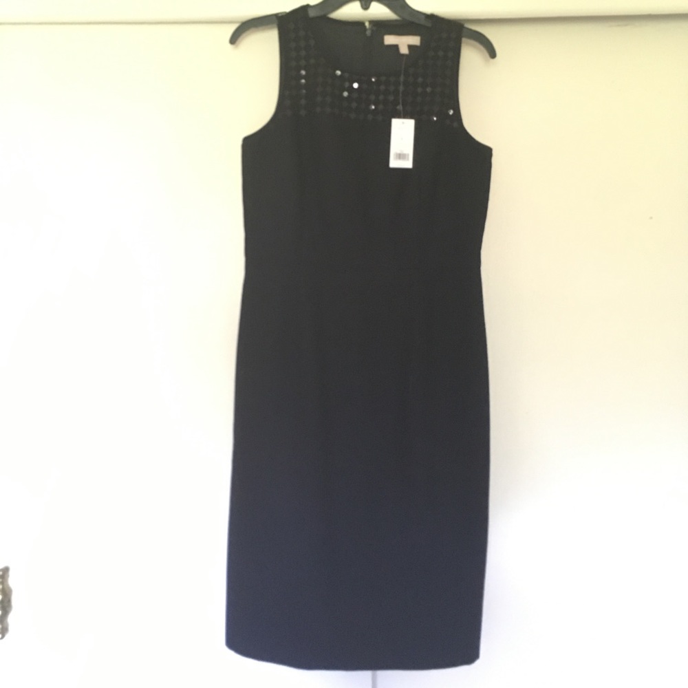 NWT Banana Republic black wool dress sequin detail