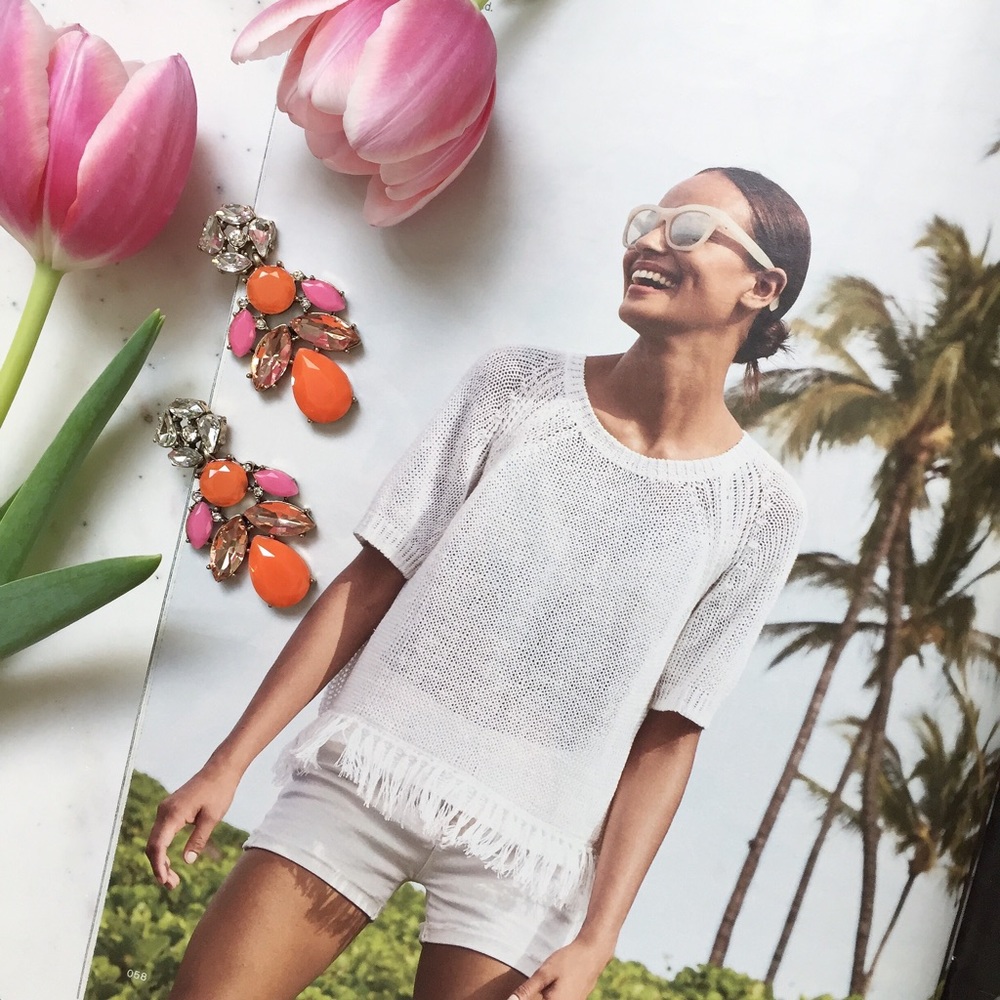 "Ophelie" Earrings || Orange & Crystal Statement