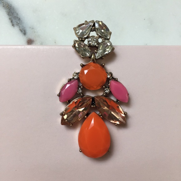 "Ophelie" Earrings || Orange & Crystal Statement - Picture 5 of 7