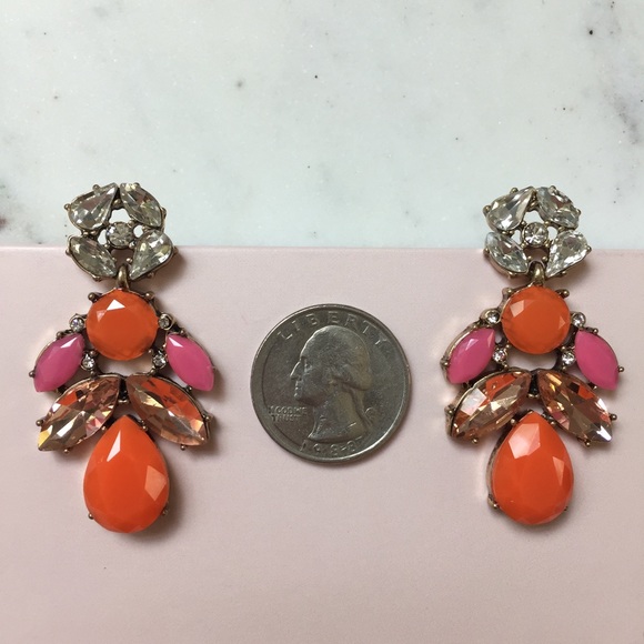 "Ophelie" Earrings || Orange & Crystal Statement - Picture 4 of 7