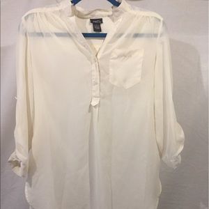 Rue 21 Sheer Cream Tunic/Blouse