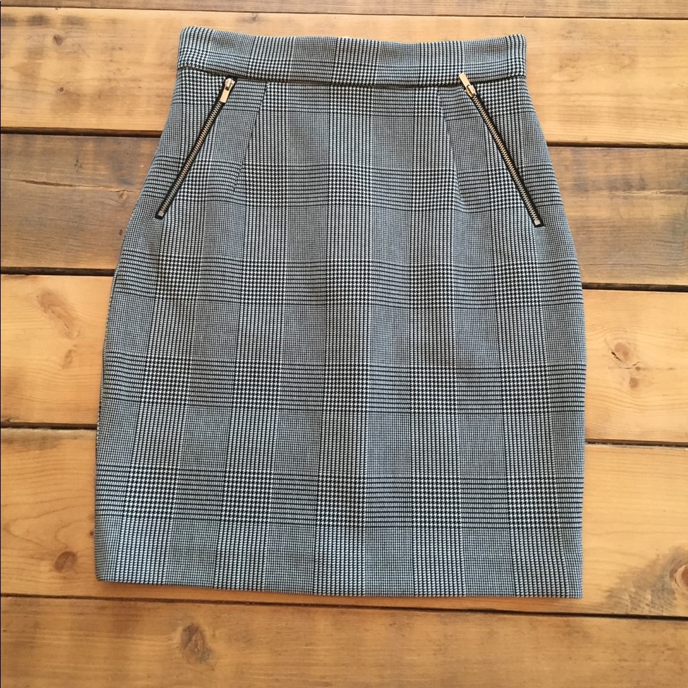 Black Checkered Pencil Skirt