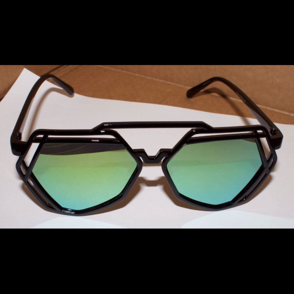 Blue Multi-colored Mirror Sunglasses