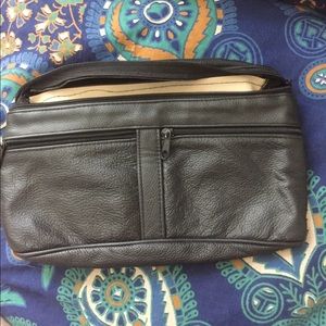 Vintage black leather fanny pack