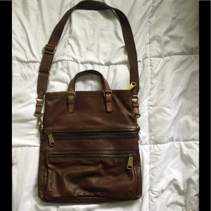 Brown Leather Fossil Explorer Tote