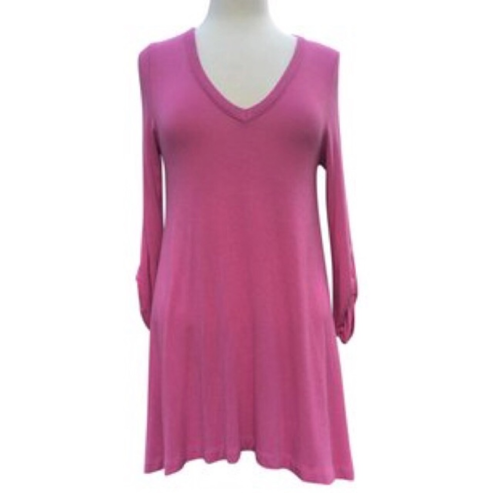 Nally and Millie pink v neck, 3/4 sleeve full