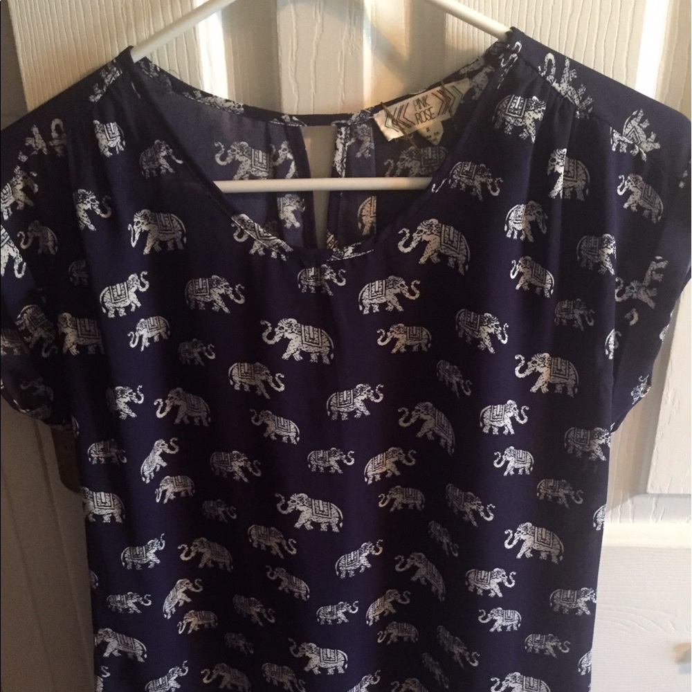 Really Cute Navy & White Elephant Blouse