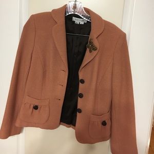 Kay Ungar wool jacket. Jeweled Butterfly pin