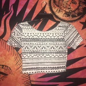 B&W Aztec Print Crop Top
