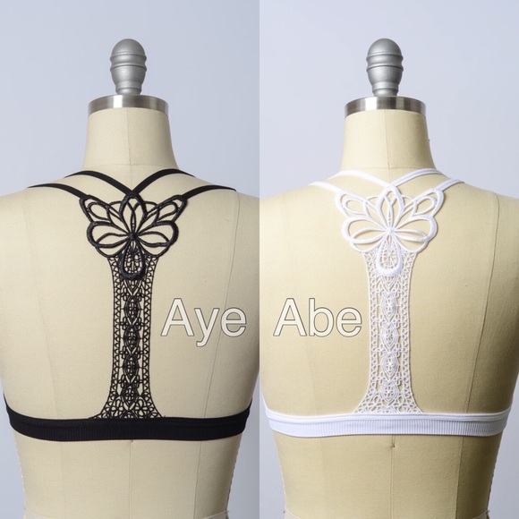 Sexy racerback butterfly back lace bralette tattoo - Picture 3 of 5