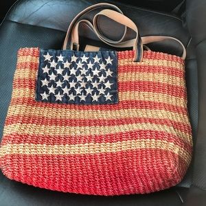 American flag straw and Jean material.