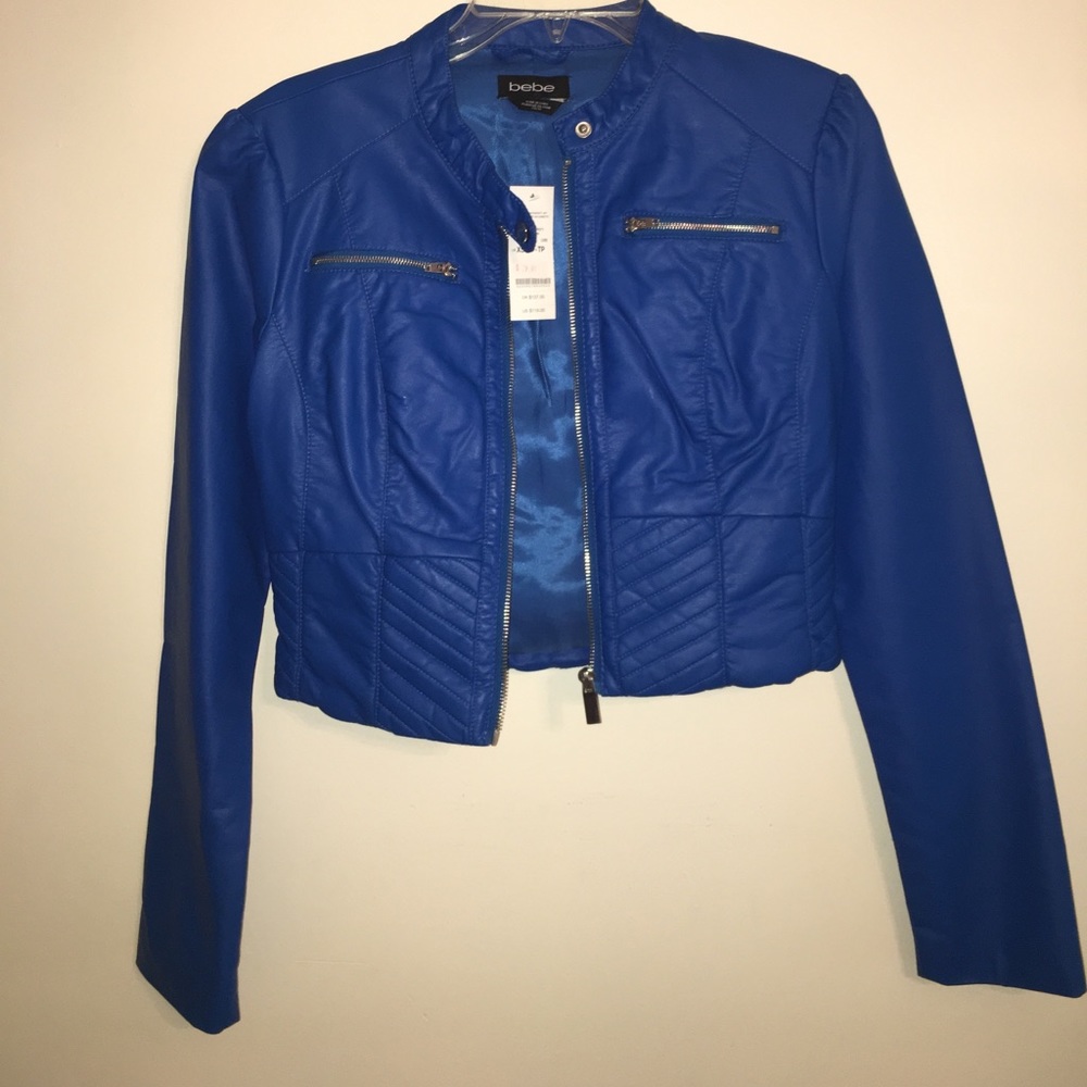ROYAL BLUE BEBE LEATHER JACKET