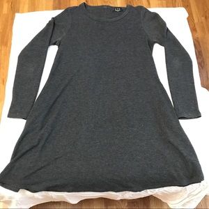 Dark gray, long sleeve dress.