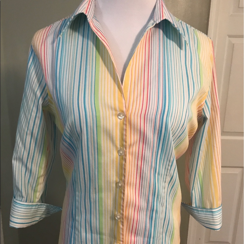 Foxcroft wrinkle-free striped blouse