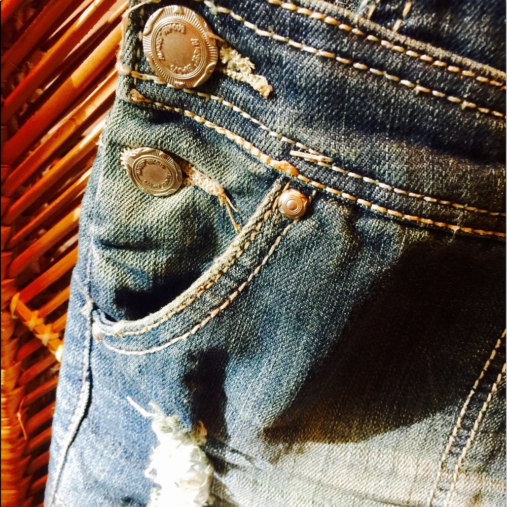 ALMOST FAMOUS Overalls Skirt in Distressed Denim