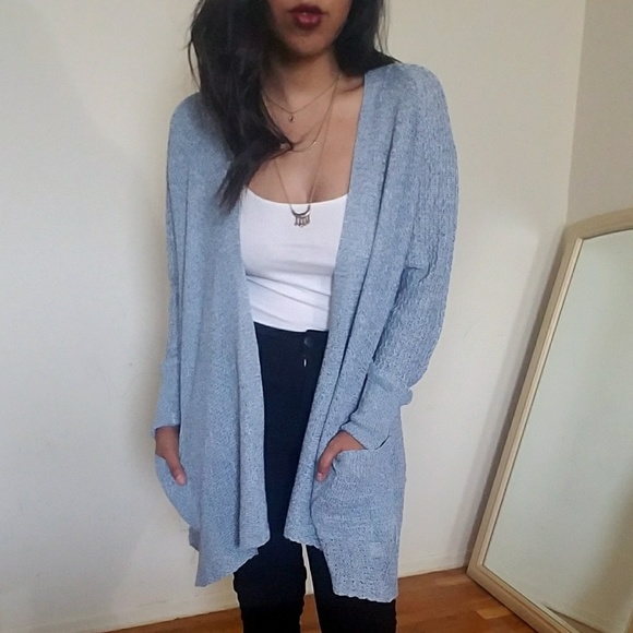 LIBBY MARLED BLUE WHITE OPEN CARDIGAN - Picture 5 of 5