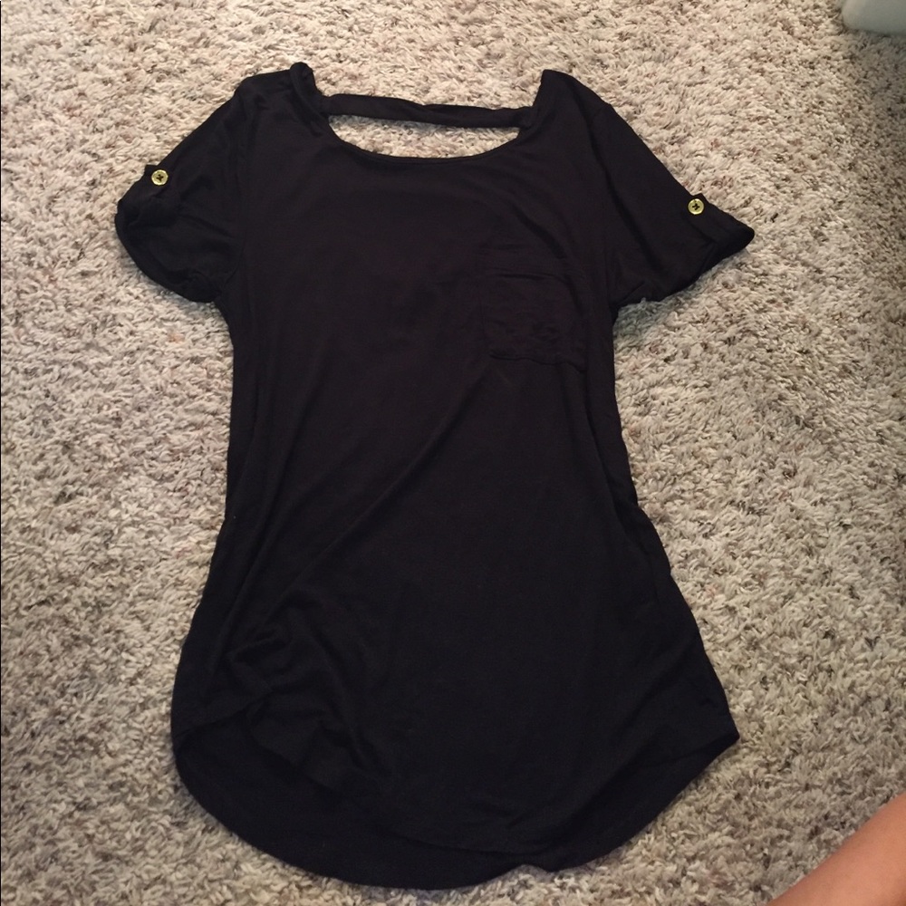 Black Pocket Shirt with Low Back NWOT