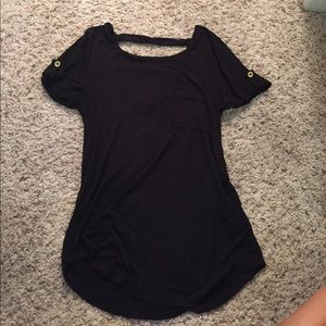 Black Pocket Shirt with Low Back NWOT