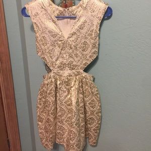 Mini gold cutout dress