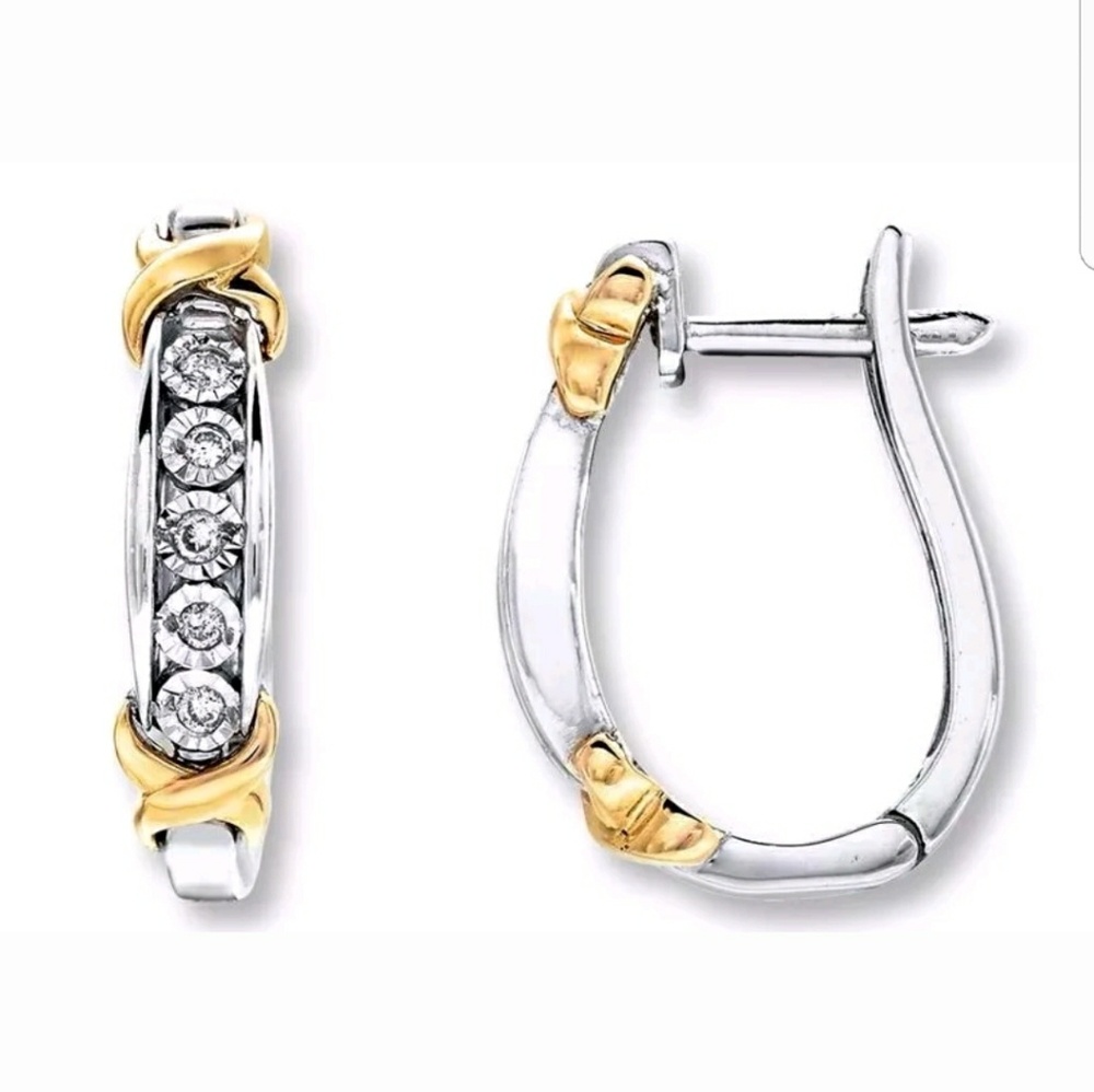 Diamond and gold hoop earrings