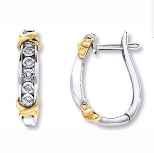 Diamond and gold hoop earrings