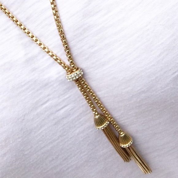 J. Crew Gold & Crystal Tassel Necklace - HP - Picture 3 of 6